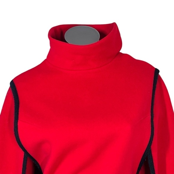 VTG DARICO Red Black Wool Poncho Cape Coat with Black Belt Size M/L - Picture 8 of 16